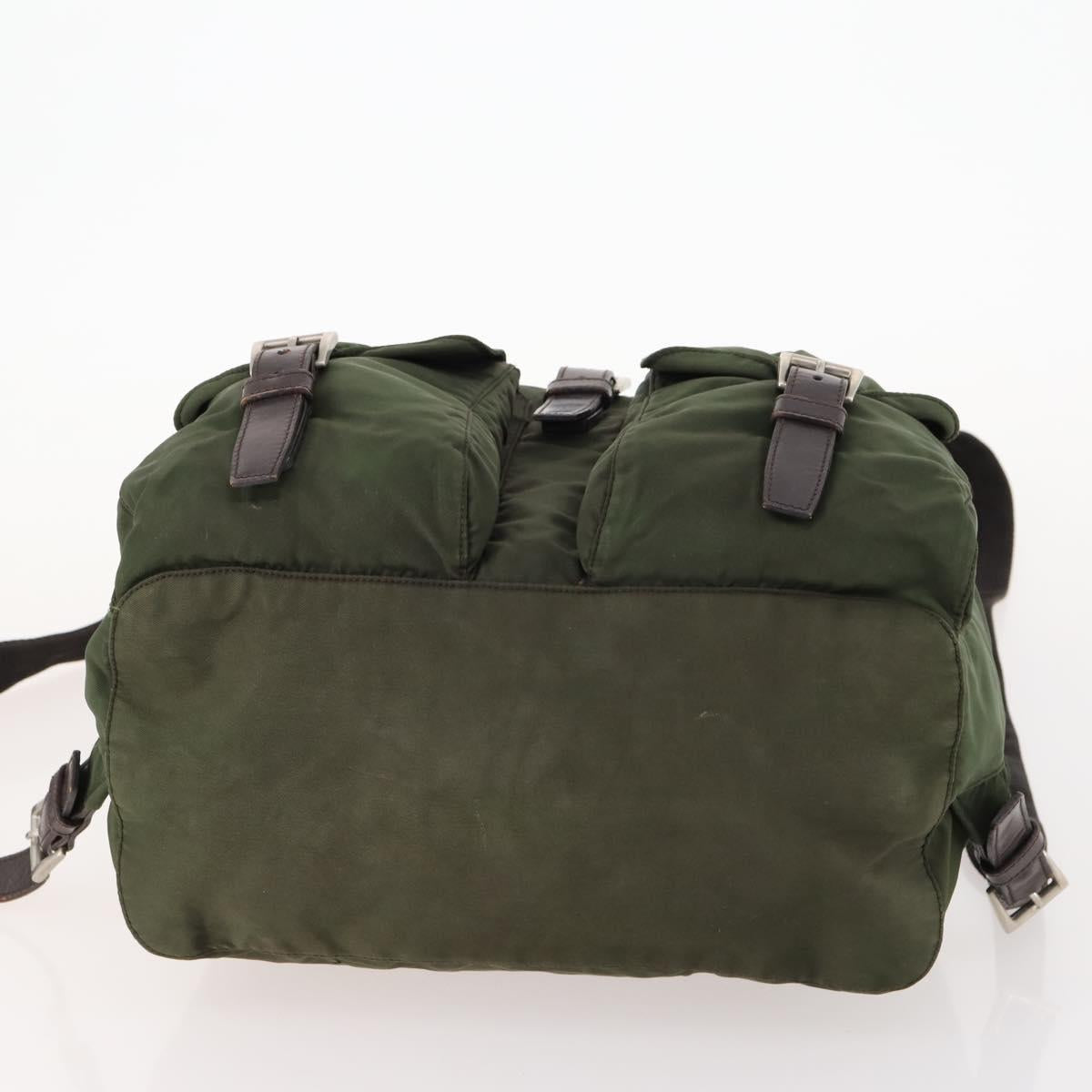 PRADA Backpack Nylon Green Silver Auth 172520