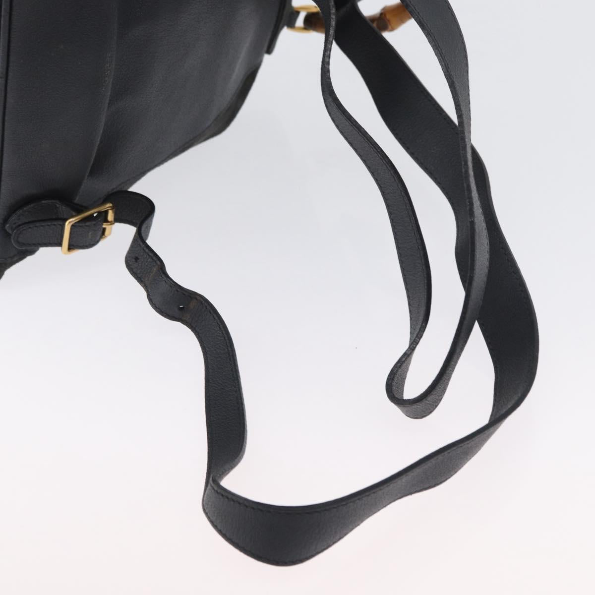 GUCCI Bamboo Backpack Suede Leather Black Gold 003 2058 0016 Auth 172522