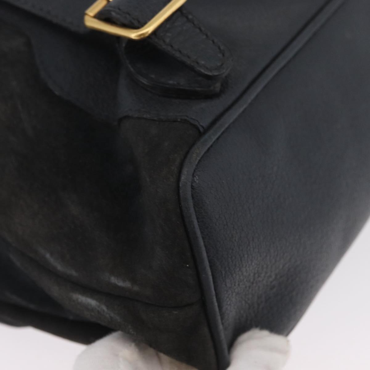 GUCCI Bamboo Backpack Suede Leather Black Gold 003 2058 0016 Auth 172522