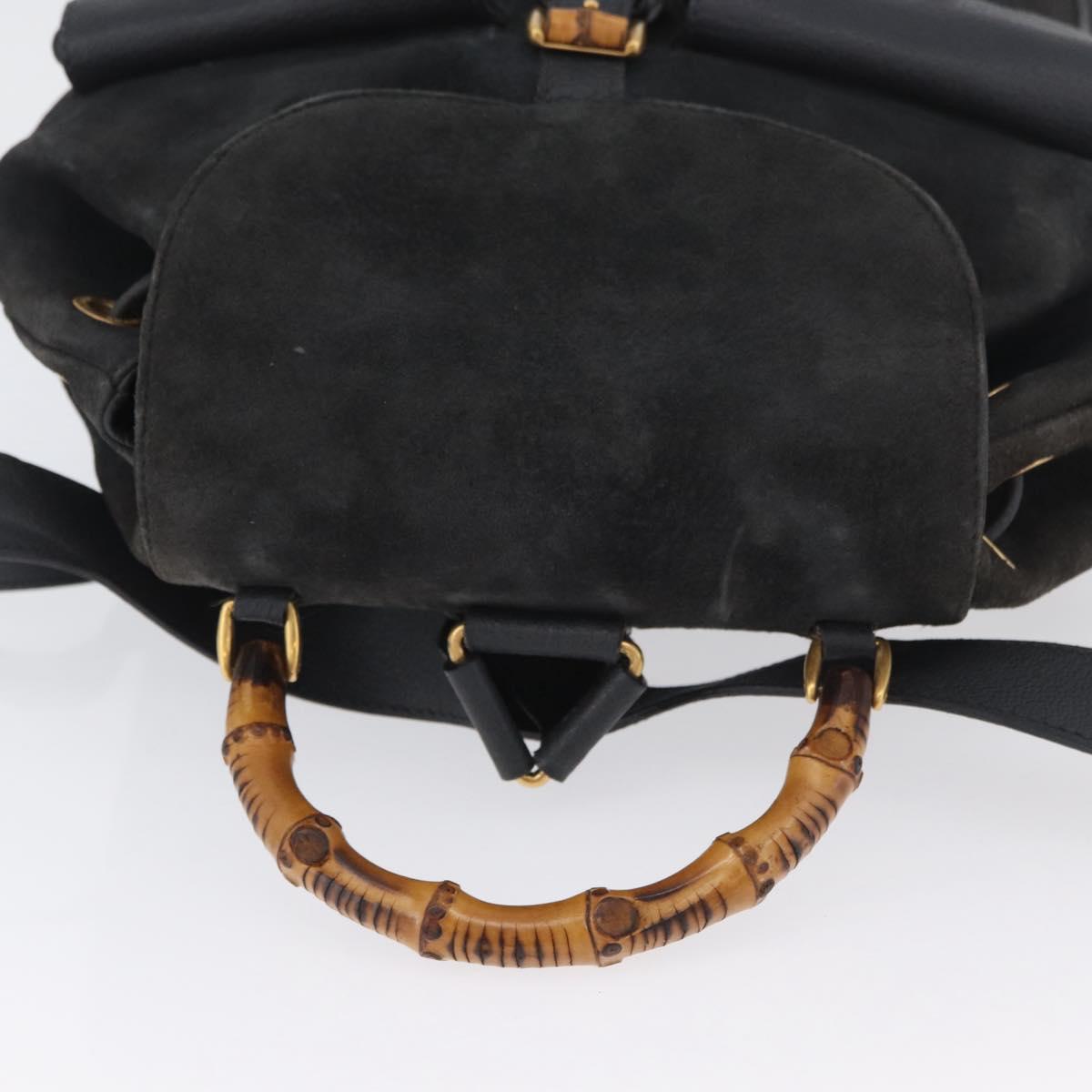 GUCCI Bamboo Backpack Suede Leather Black Gold 003 2058 0016 Auth 172522