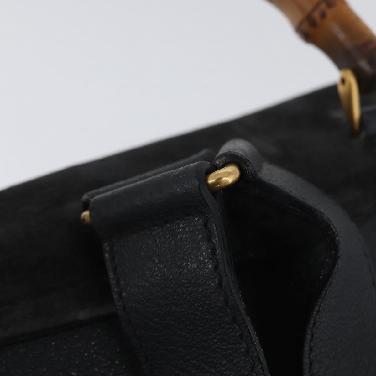 GUCCI Bamboo Backpack Suede Leather Black Gold 003 2058 0016 Auth 172522