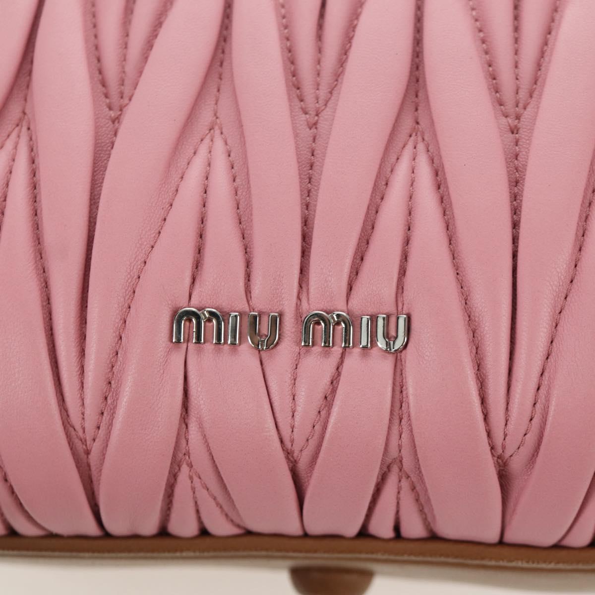 Miu Miu Matelasse Hand Bag Leather 2way Pink Silver Auth 172533M