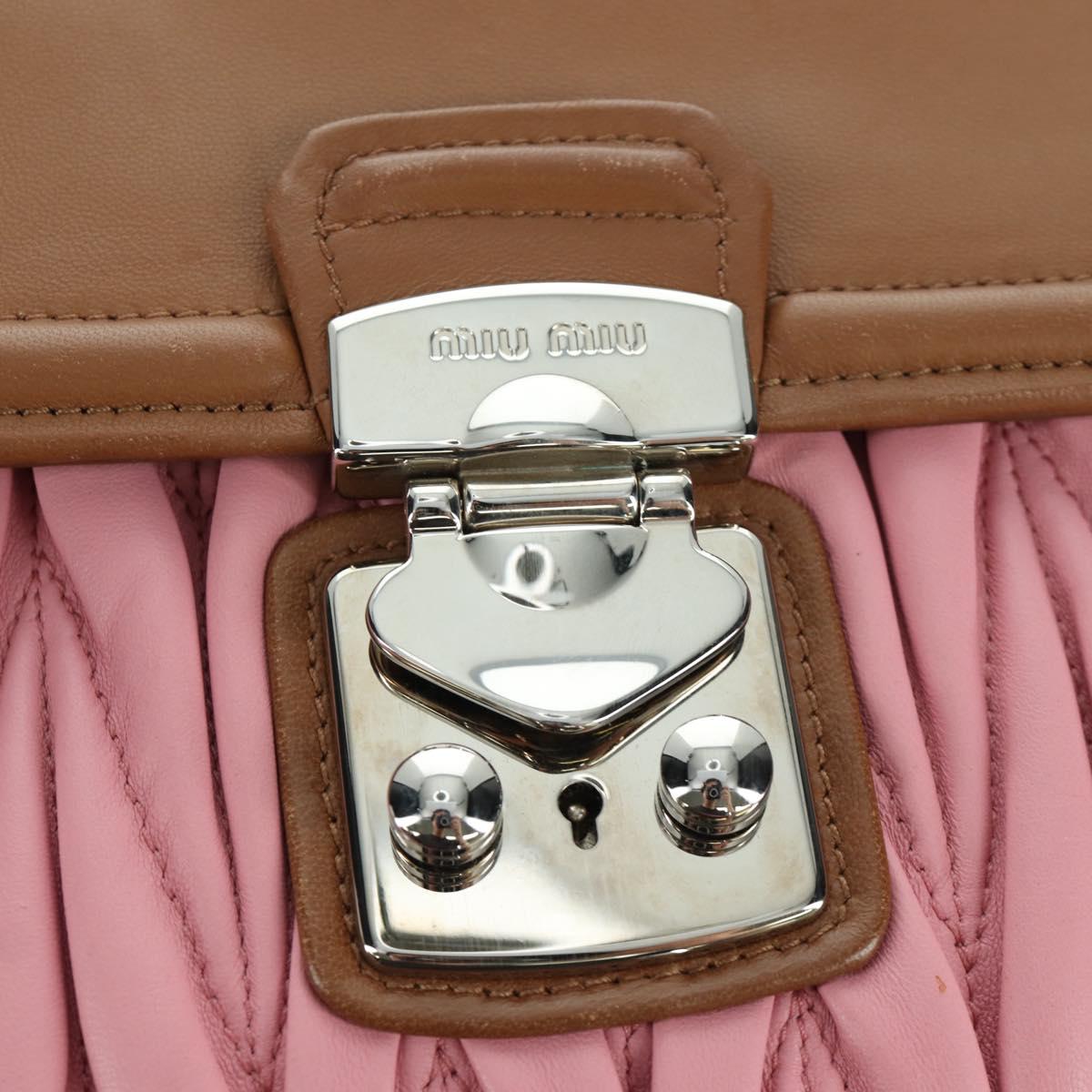 Miu Miu Matelasse Hand Bag Leather 2way Pink Silver Auth 172533M
