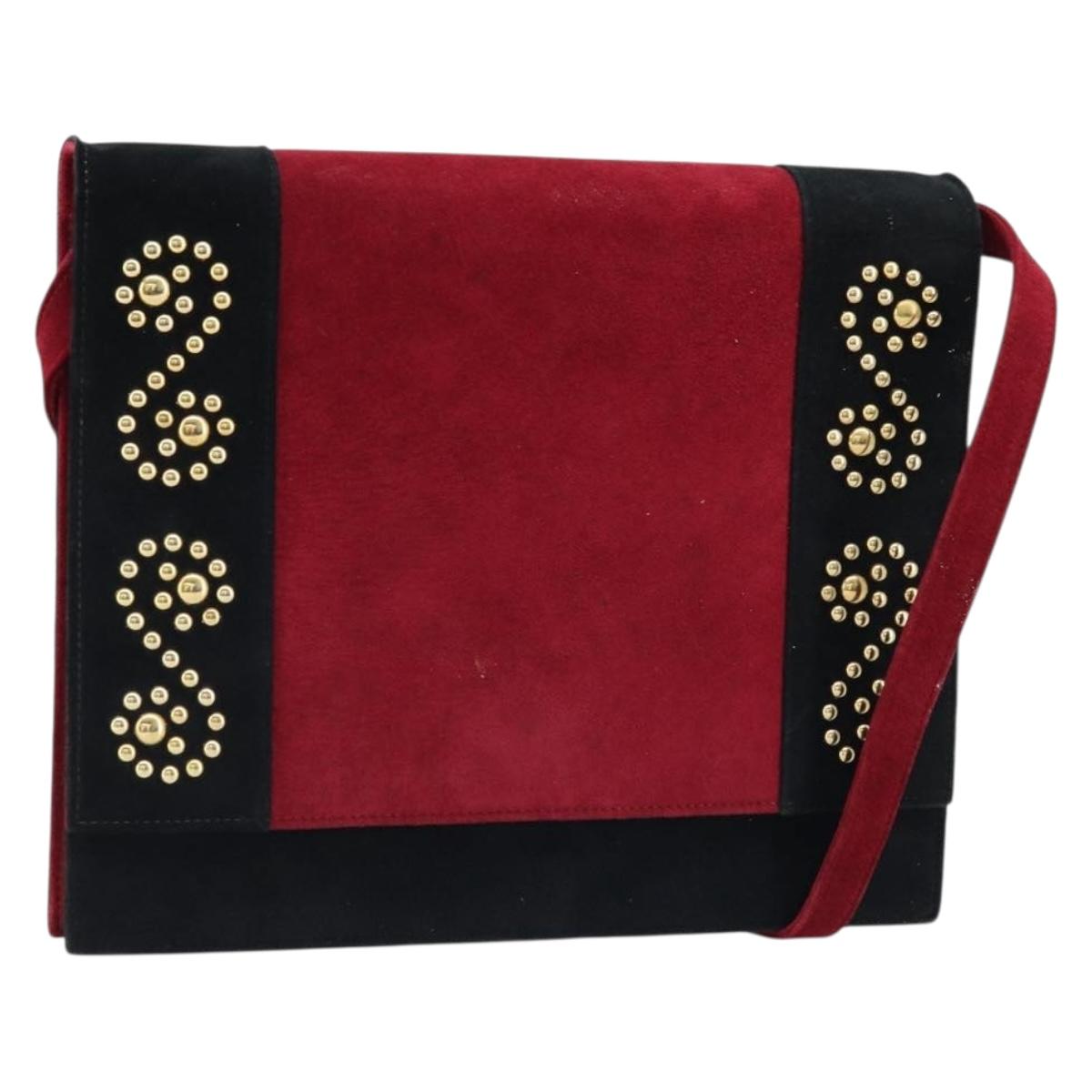 SAINT LAURENT Shoulder Bag Suede Bordeaux Gold Auth 172534