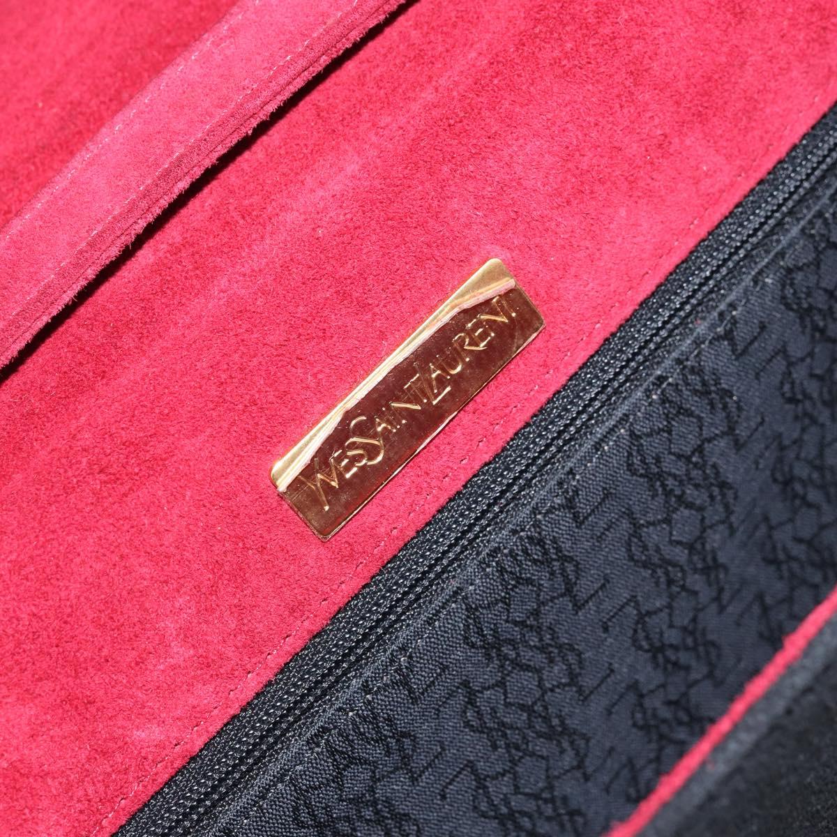 SAINT LAURENT Shoulder Bag Suede Bordeaux Gold Auth 172534