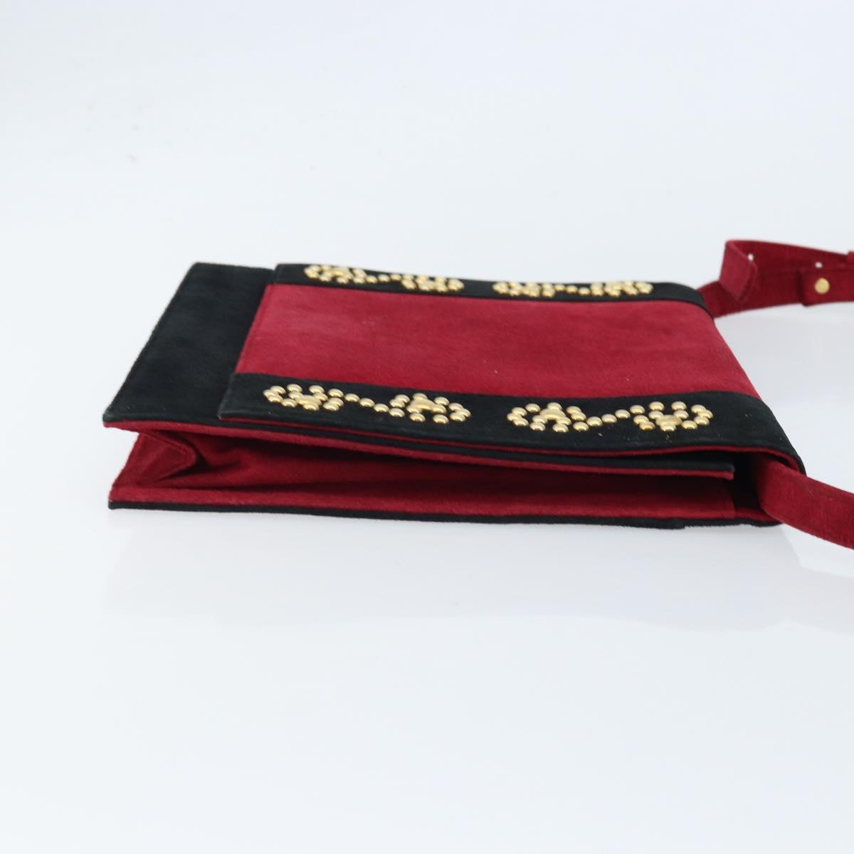 SAINT LAURENT Shoulder Bag Suede Bordeaux Gold Auth 172534
