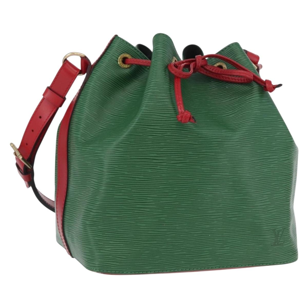 LOUIS VUITTON Epi Petit Noe Shoulder Bag Bicolor Green Red LV Auth 172535A