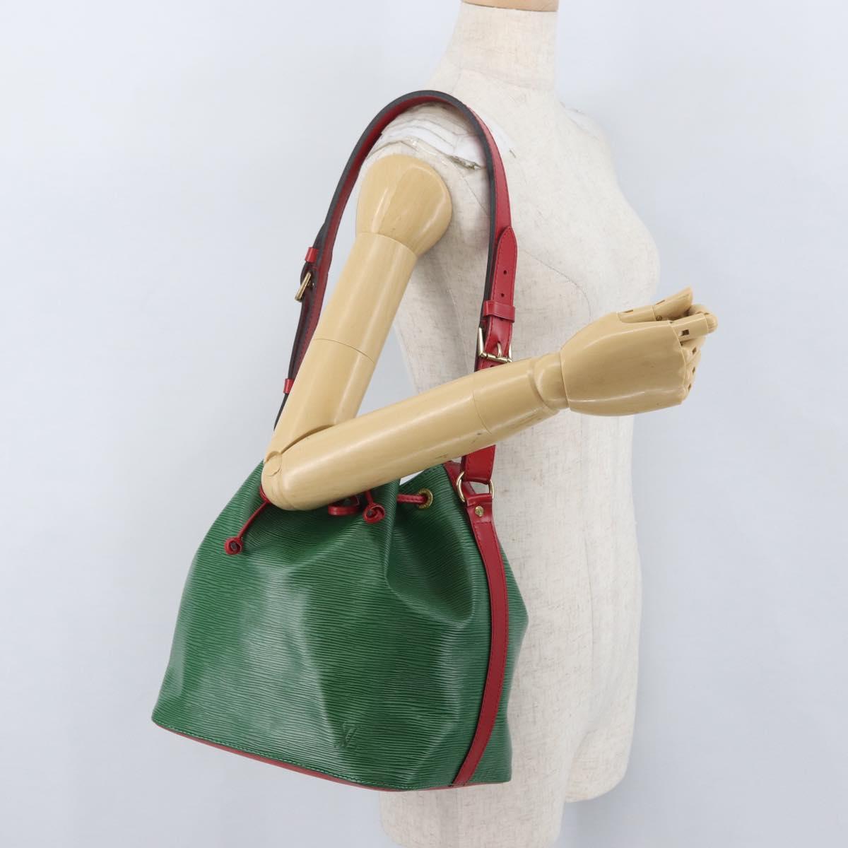 LOUIS VUITTON Epi Petit Noe Shoulder Bag Bicolor Green Red LV Auth 172535A
