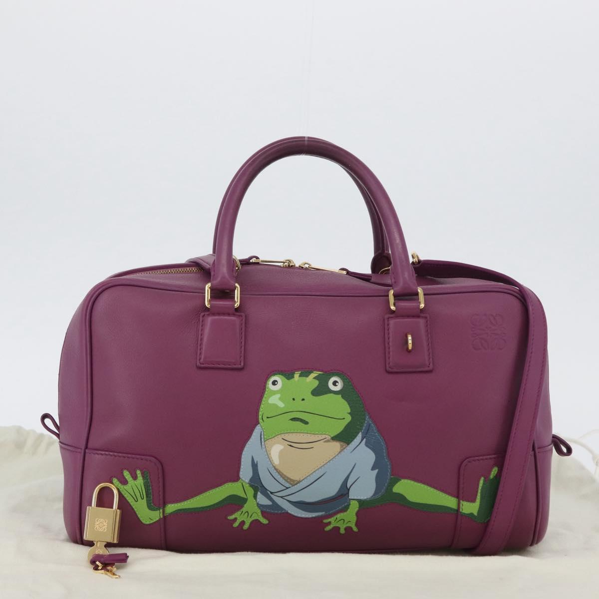 LOEWE Anagram Studio Ghibli Americana 28 Bag Leather 2way Purple Auth 172539SM