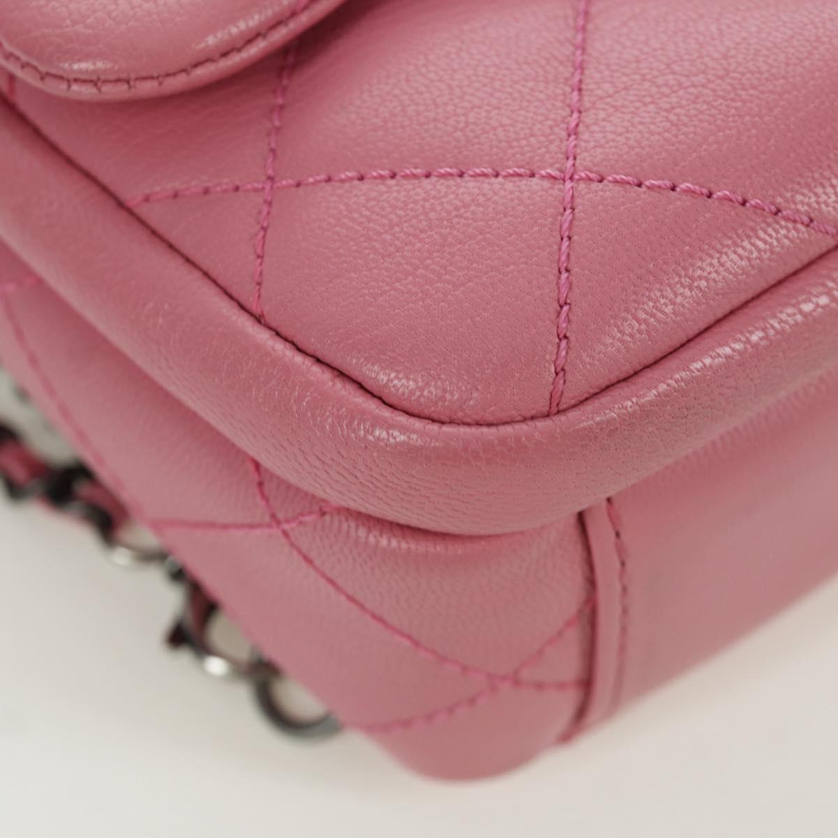 CHANEL Matelasse 22 Chain Bag Leather 2way Pink Silver CC Auth 172544SAM