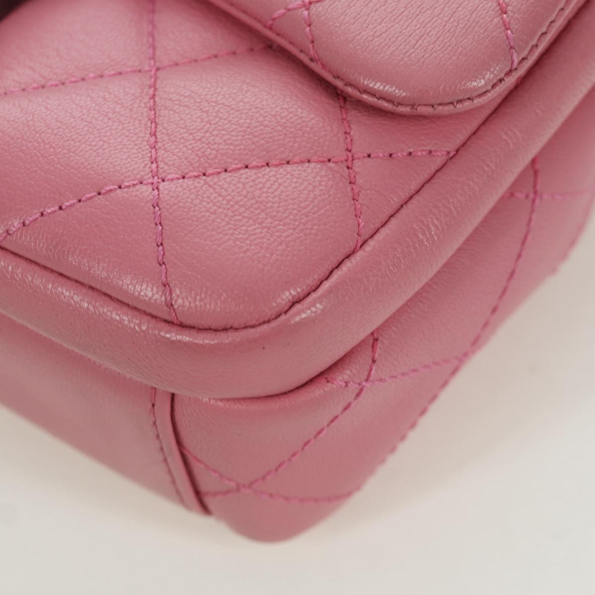 CHANEL Matelasse 22 Chain Bag Leather 2way Pink Silver CC Auth 172544SAM