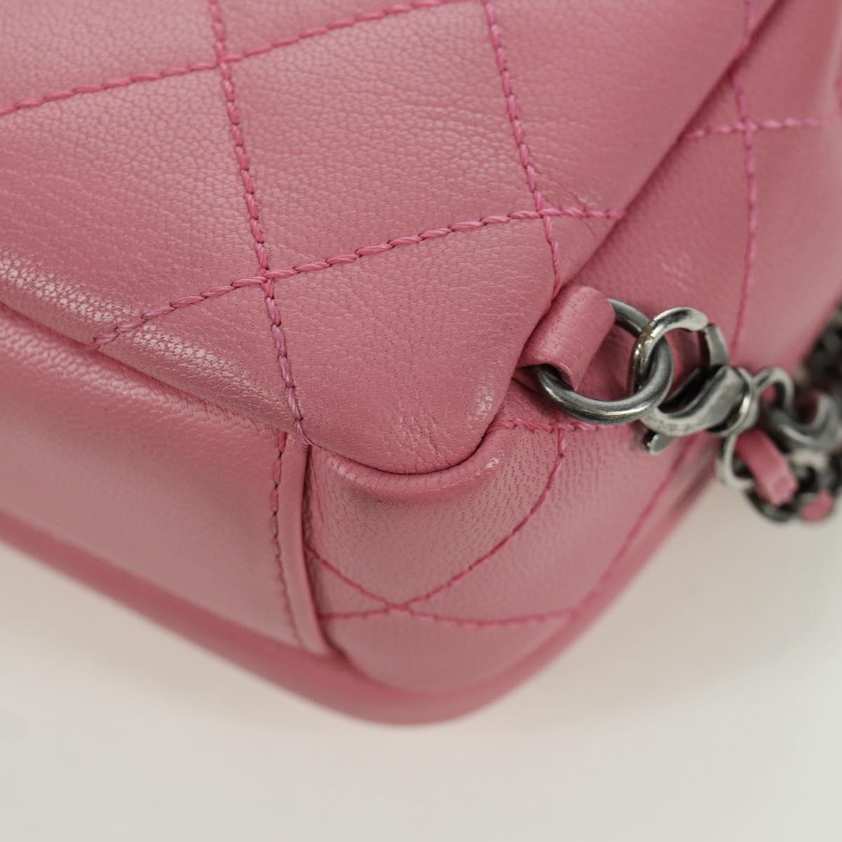 CHANEL Matelasse 22 Chain Bag Leather 2way Pink Silver CC Auth 172544SAM