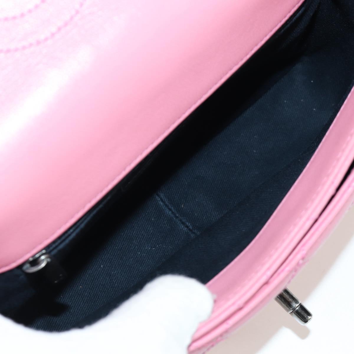 CHANEL Matelasse 22 Chain Bag Leather 2way Pink Silver CC Auth 172544SAM