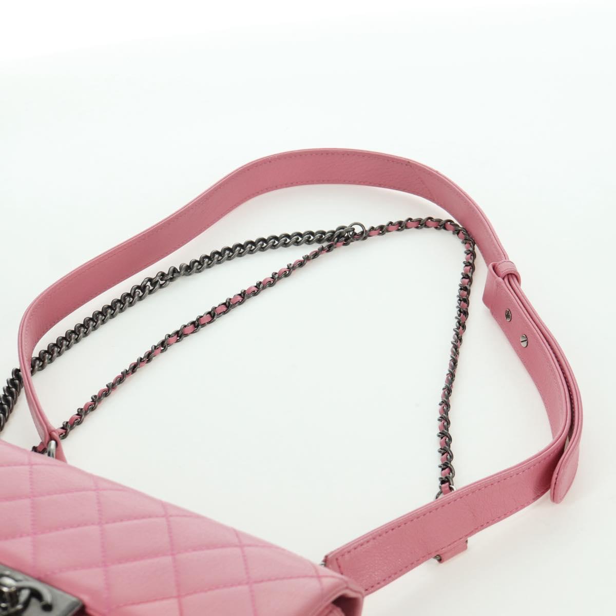 CHANEL Matelasse 22 Chain Bag Leather 2way Pink Silver CC Auth 172544SAM