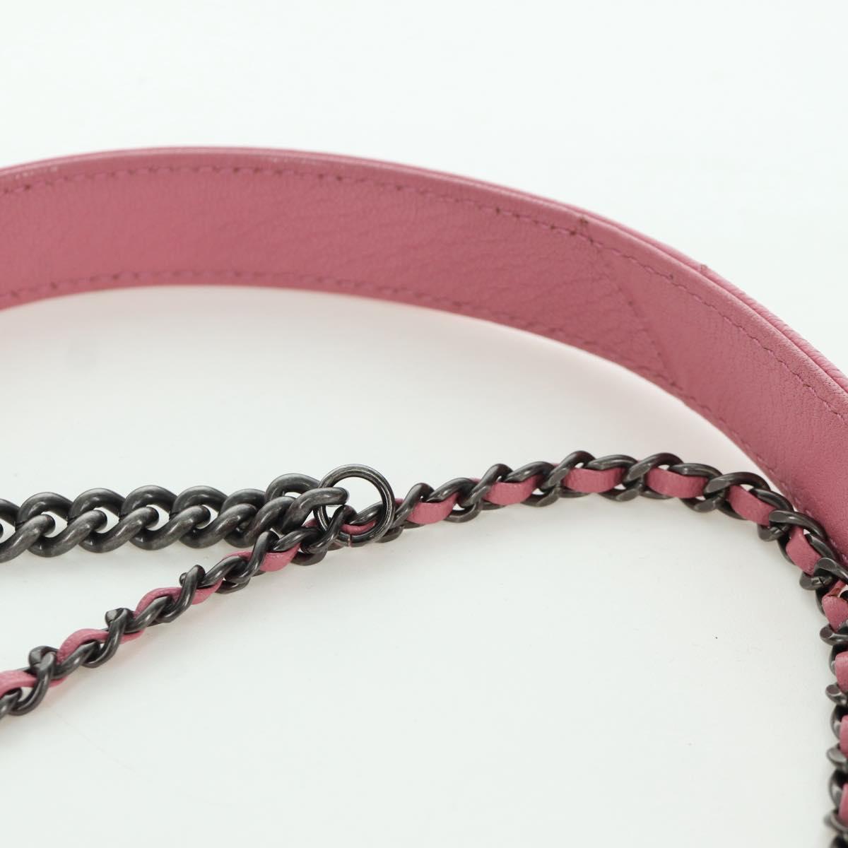CHANEL Matelasse 22 Chain Bag Leather 2way Pink Silver CC Auth 172544SAM