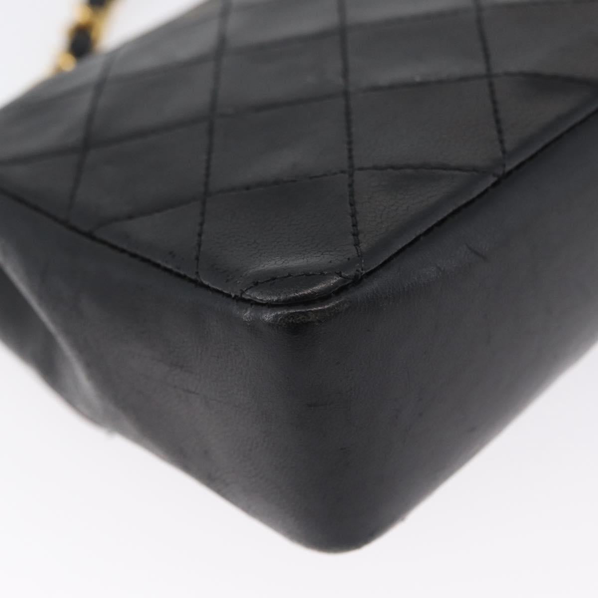 CHANEL Matelasse Chain Shoulder Bag Lamb Skin Black Gold CC Auth 172545SAV