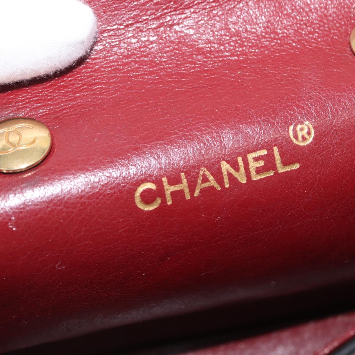 CHANEL Matelasse Chain Shoulder Bag Lamb Skin Black Gold CC Auth 172545SAV