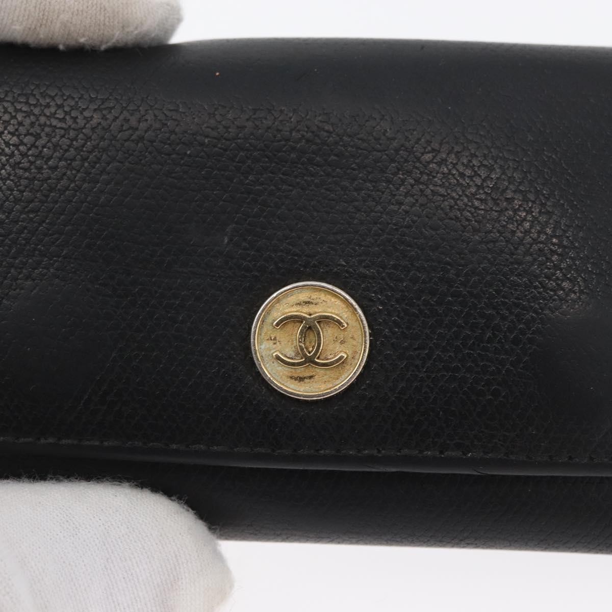 CHANEL Key Case Leather Black CC Auth 172555