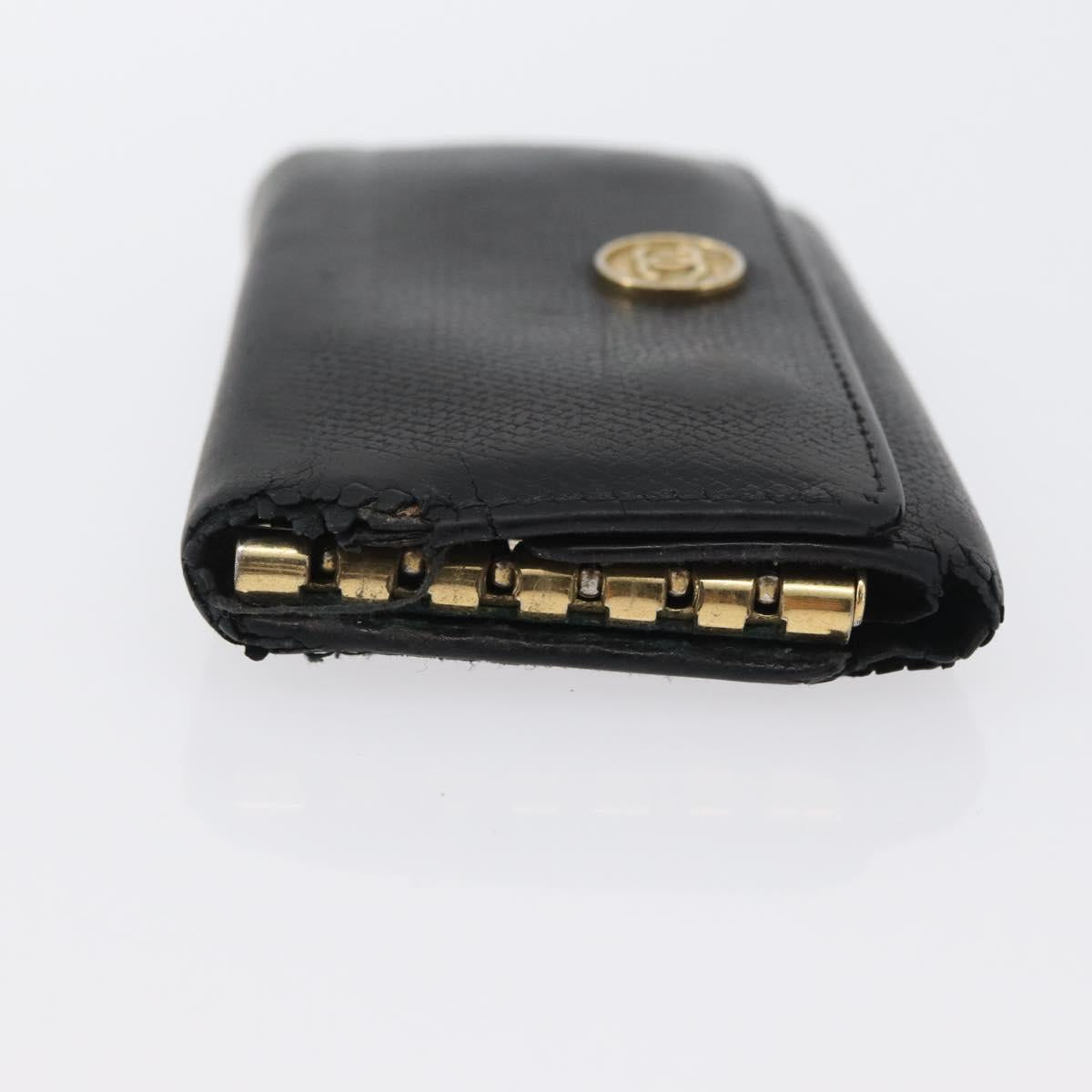 CHANEL Key Case Leather Black CC Auth 172555