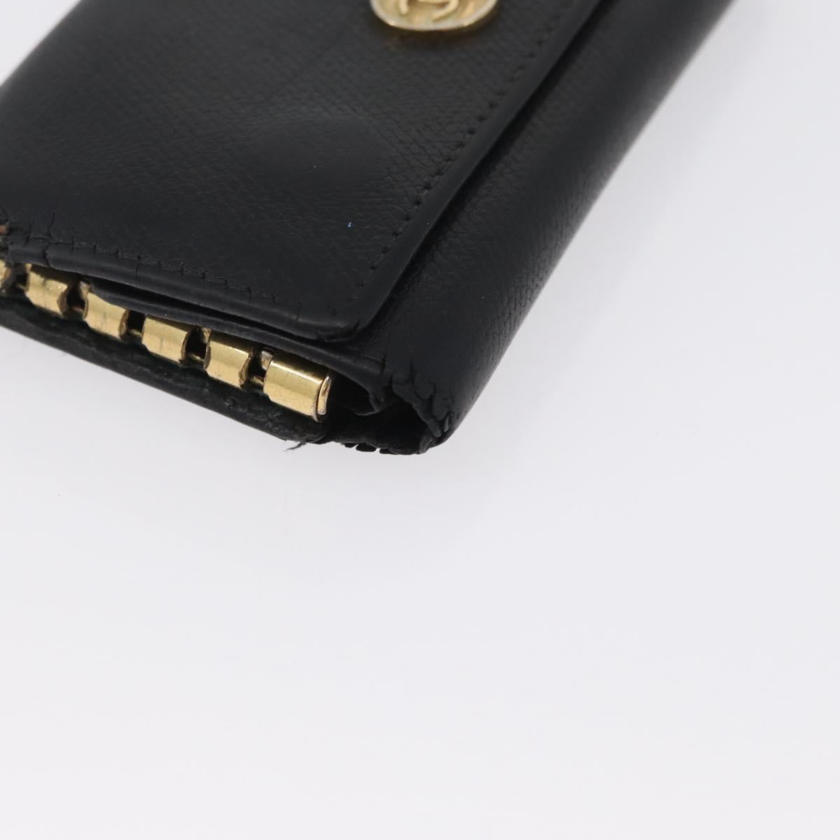 CHANEL Key Case Leather Black CC Auth 172555