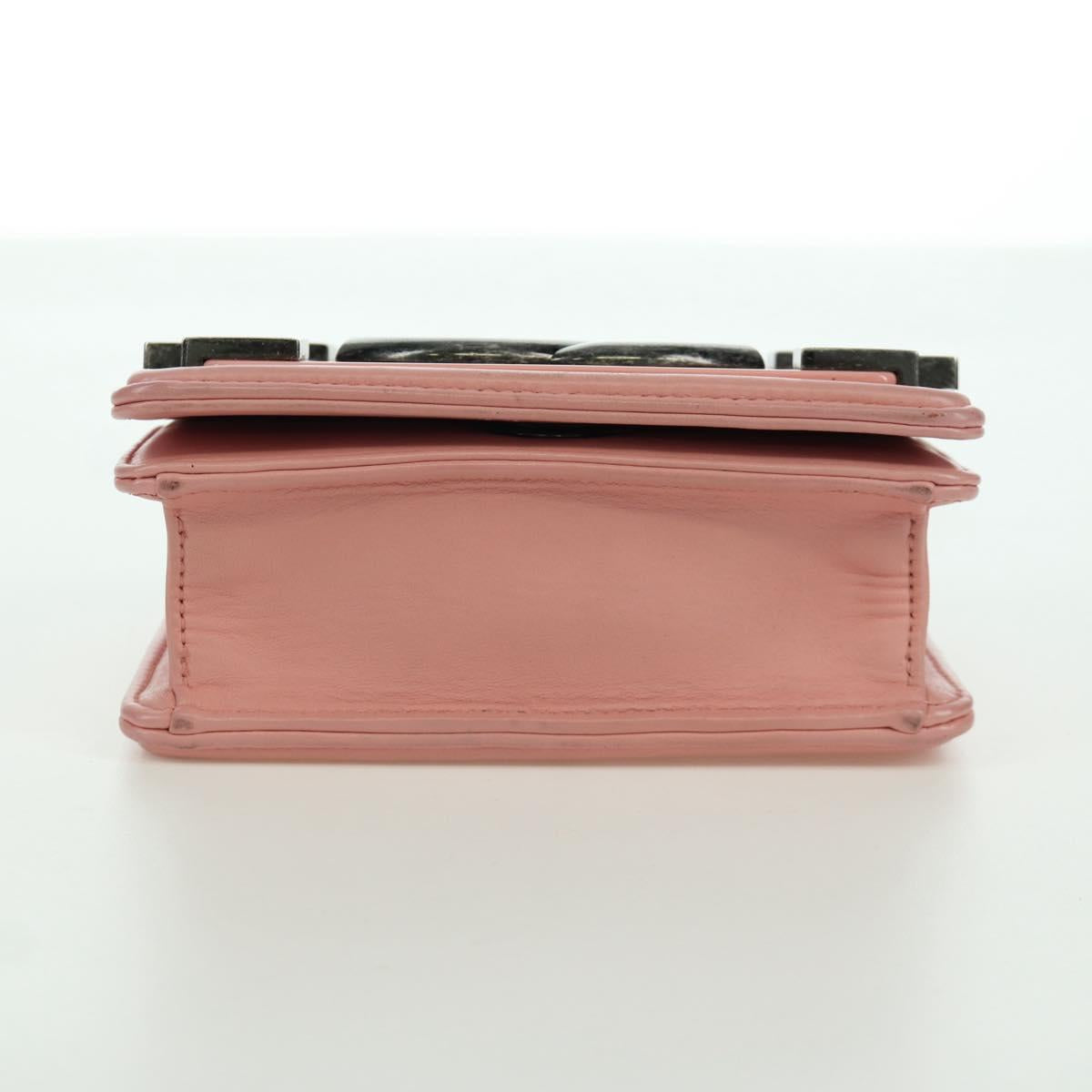 CHANEL Matelasse Lego Boy Chain Shoulder Bag Lamb Skin Pink CC Auth 172559SAM