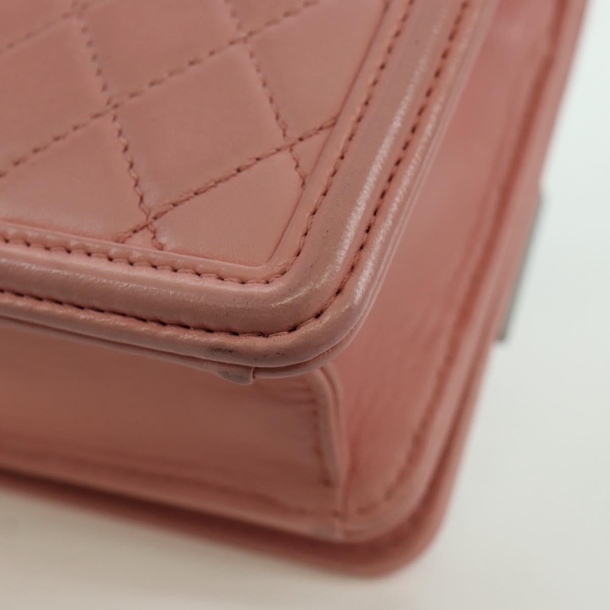 CHANEL Matelasse Lego Boy Chain Shoulder Bag Lamb Skin Pink CC Auth 172559SAM