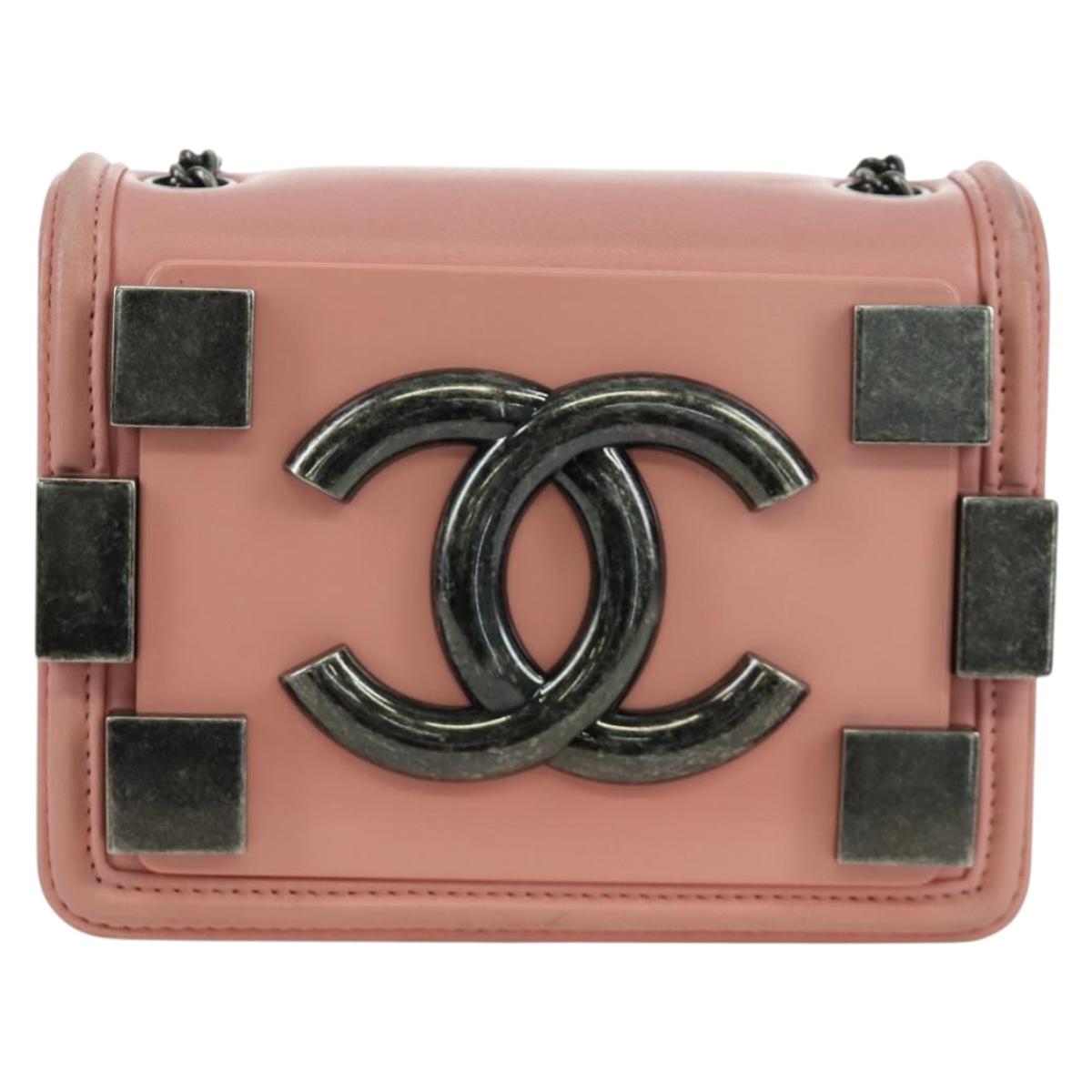 CHANEL Matelasse Lego Boy Chain Shoulder Bag Lamb Skin Pink CC Auth 172559SAM
