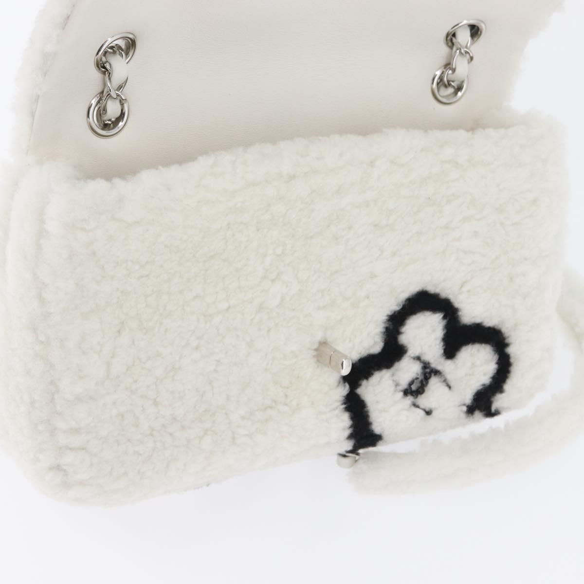 CHANEL Matelasse 25 Chain Shoulder Bag Mouton White Silver CC Auth 172561SM