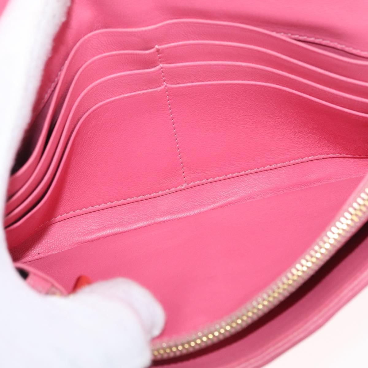 Miu Miu Matelasse Wallet Hand Bag Leather Pink Gold Auth 172563