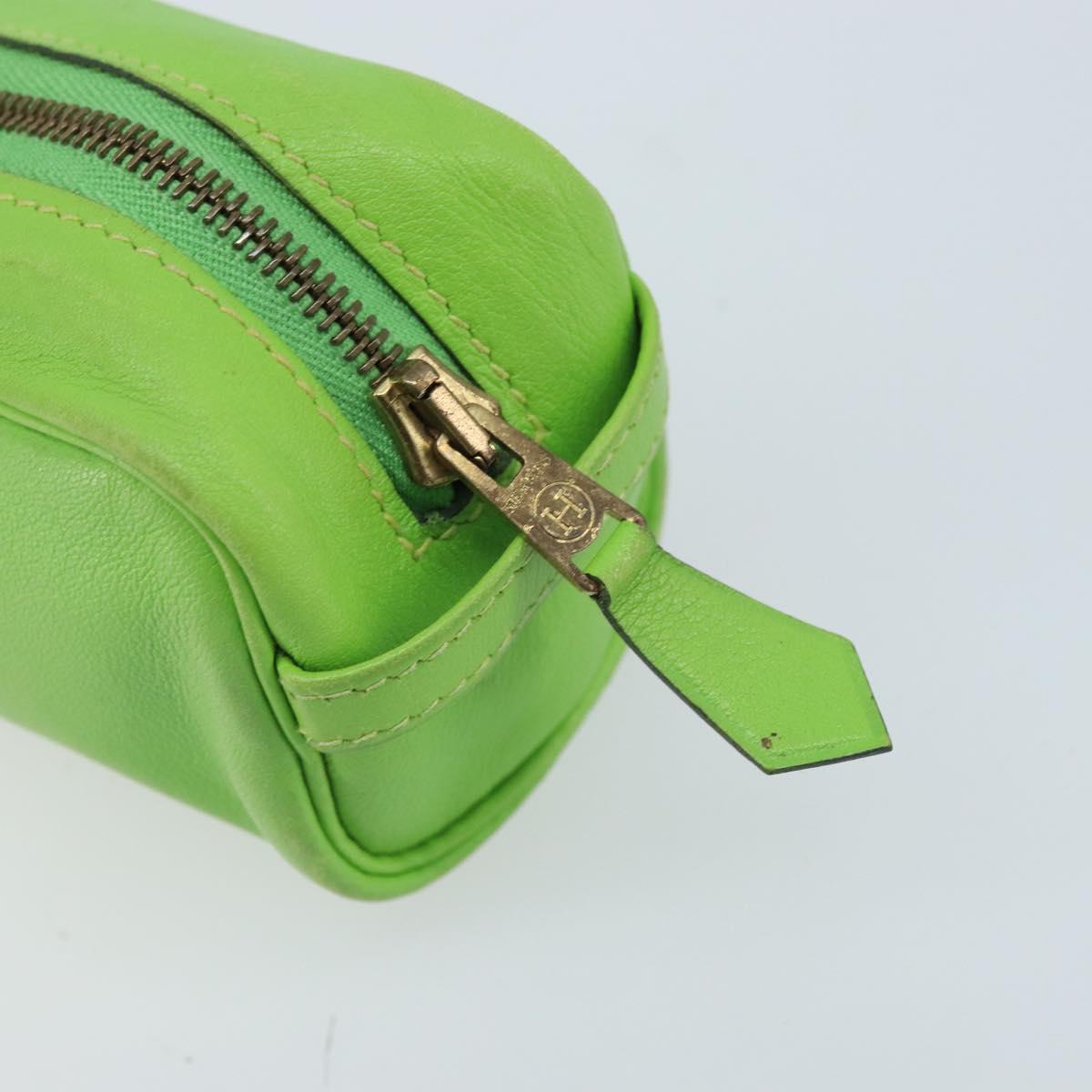 HERMES Scribe Pen Case Leather Light green Auth 172578