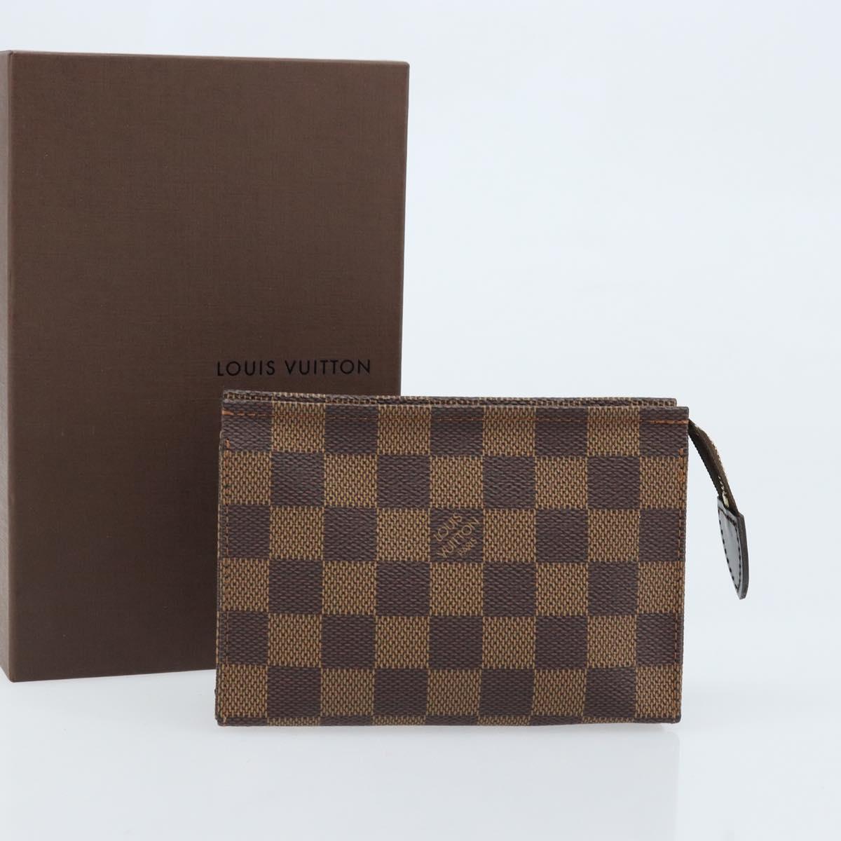 LOUIS VUITTON Damier Ebene Poche Toilette 15 Pouch N47548 LV Auth 172588V