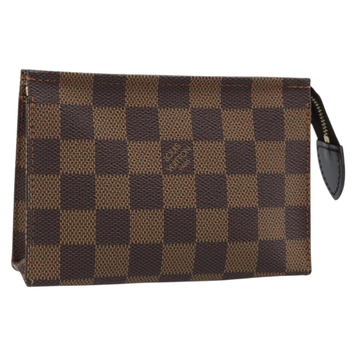 LOUIS VUITTON Damier Ebene Poche Toilette 15 Pouch N47548 LV Auth 172588V