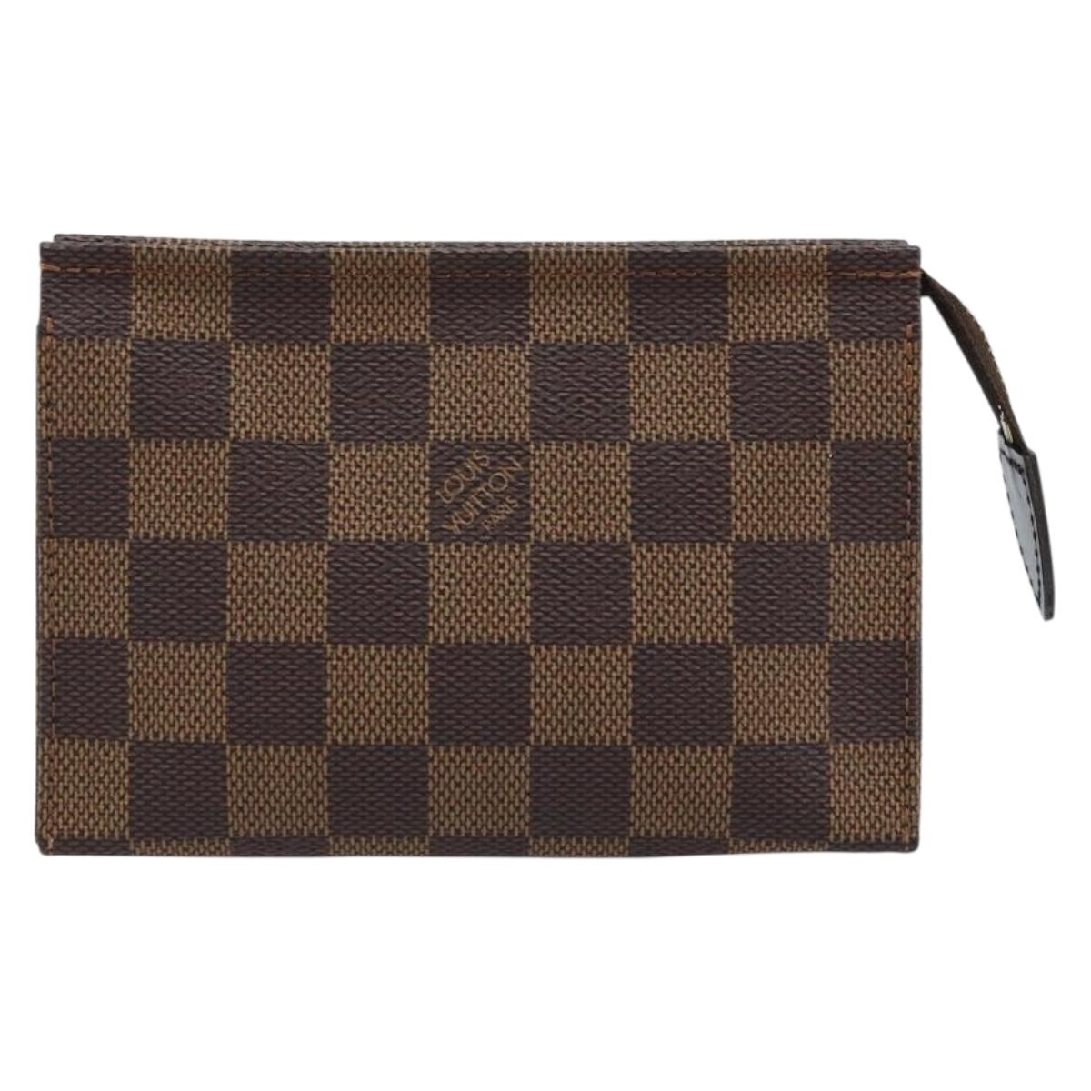 LOUIS VUITTON Damier Ebene Poche Toilette 15 Pouch N47548 LV Auth 172588V
