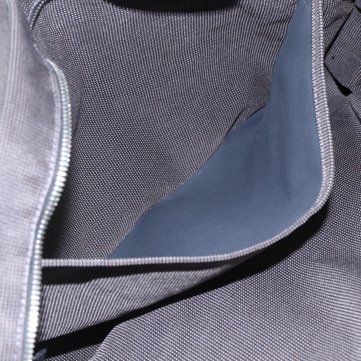 HERMES Her Line Tote MM Hand Bag Canvas Gray Silver Auth 172598