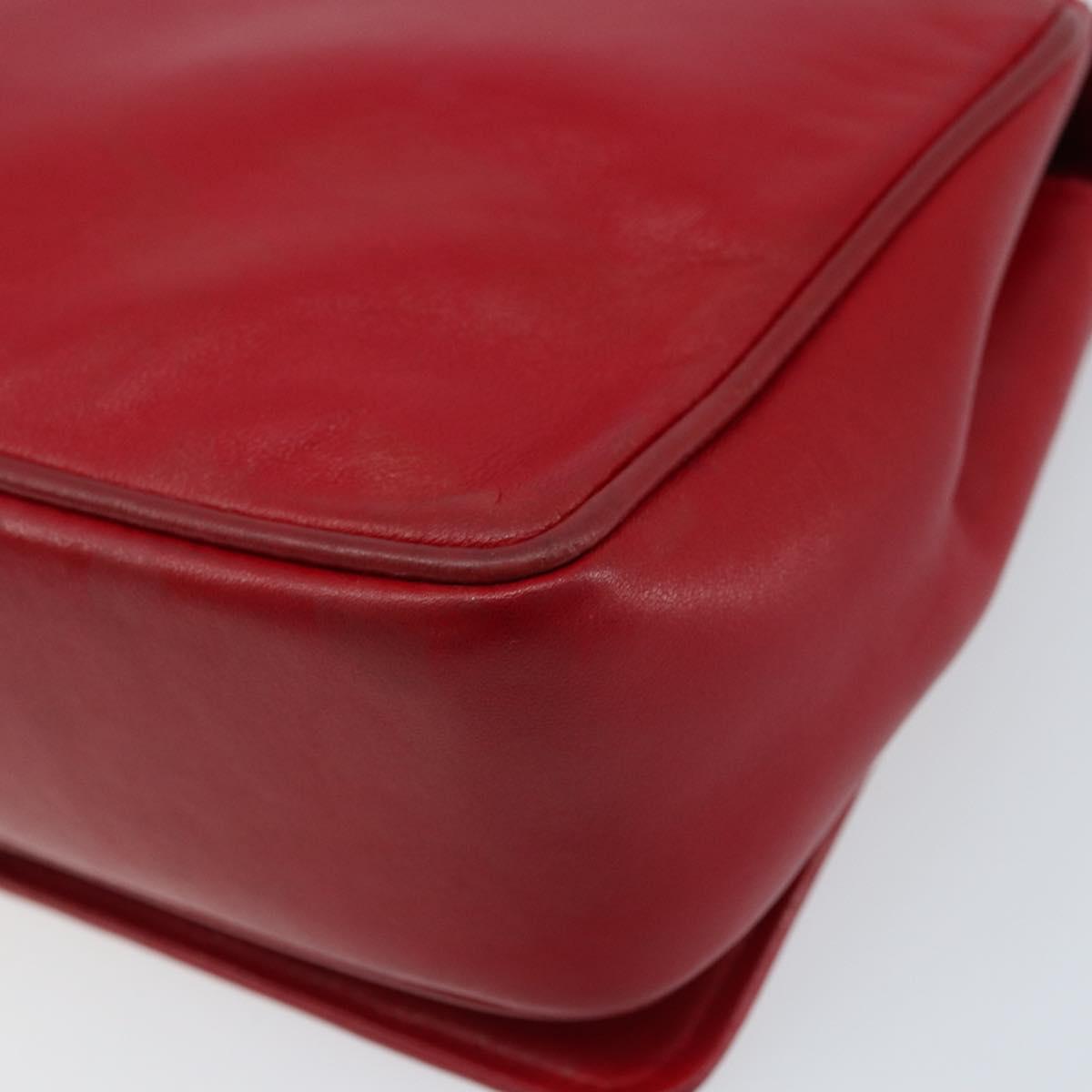 CHANEL Matelasse COCO Mark Chain Shoulder Bag Lamb Skin Red Gold CC Auth 172623V