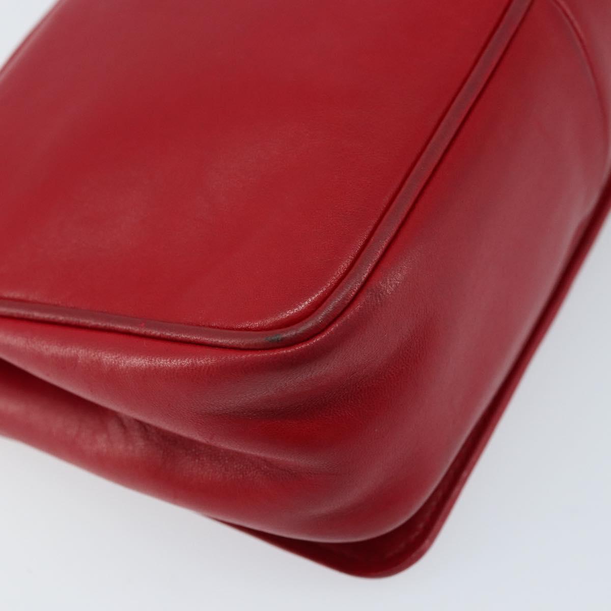 CHANEL Matelasse COCO Mark Chain Shoulder Bag Lamb Skin Red Gold CC Auth 172623V