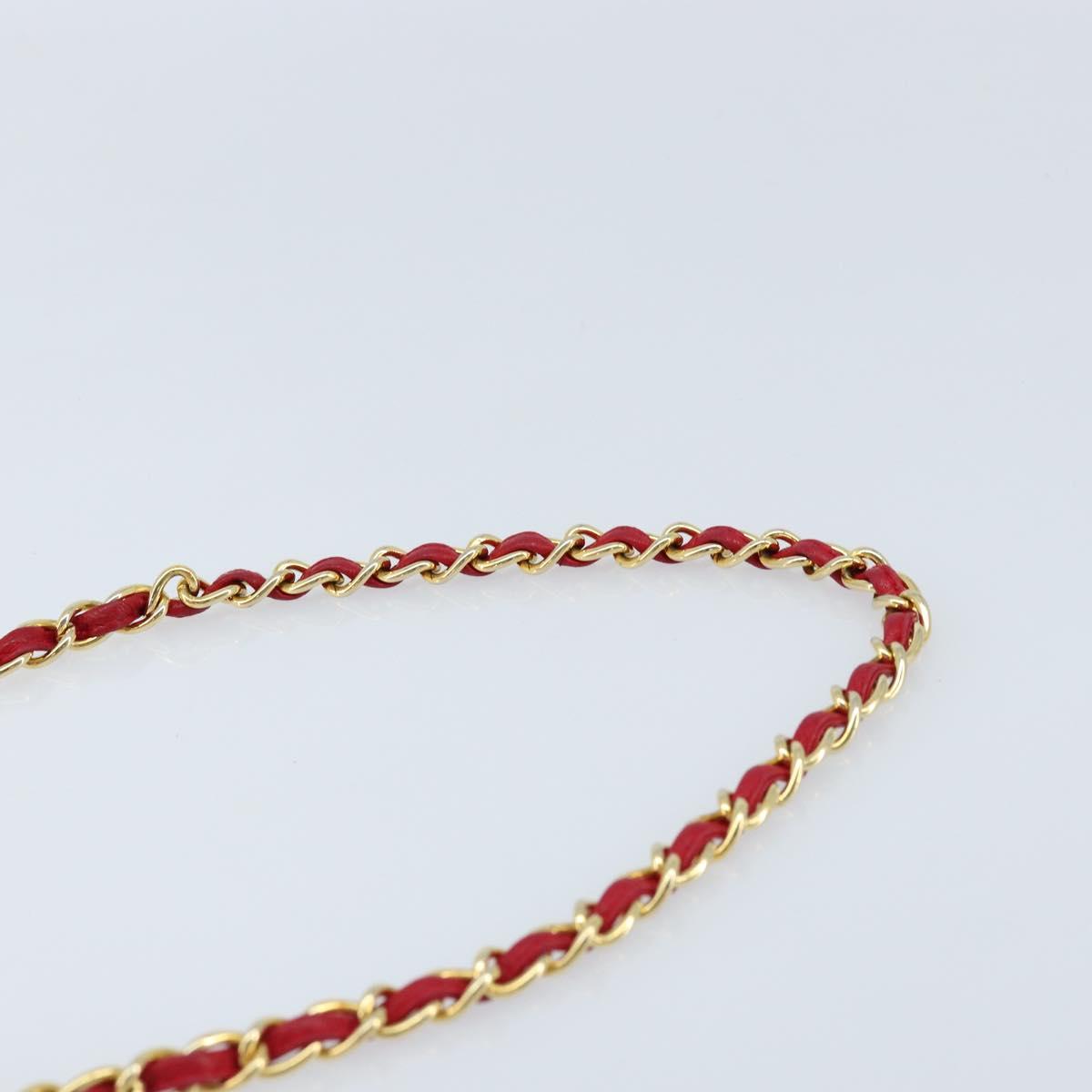 CHANEL Matelasse COCO Mark Chain Shoulder Bag Lamb Skin Red Gold CC Auth 172623V