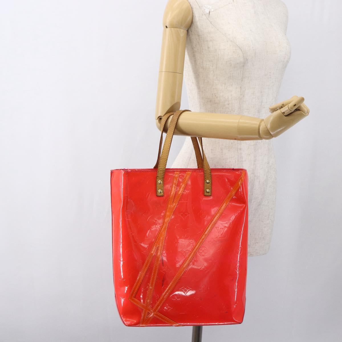 LOUIS VUITTON Monogram Vernis Fluo Reade MM Hand Bag Pink M91900 LV Auth 172626