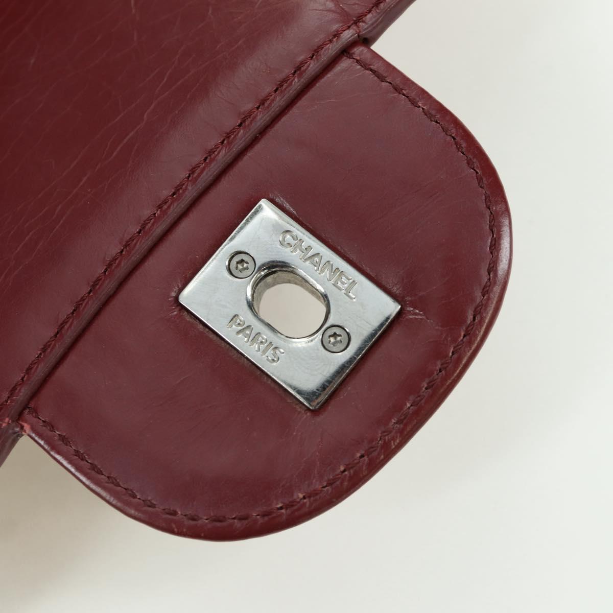 CHANEL Matelasse Chain Backpack Leather Bordeaux Silver CC Auth 172627A