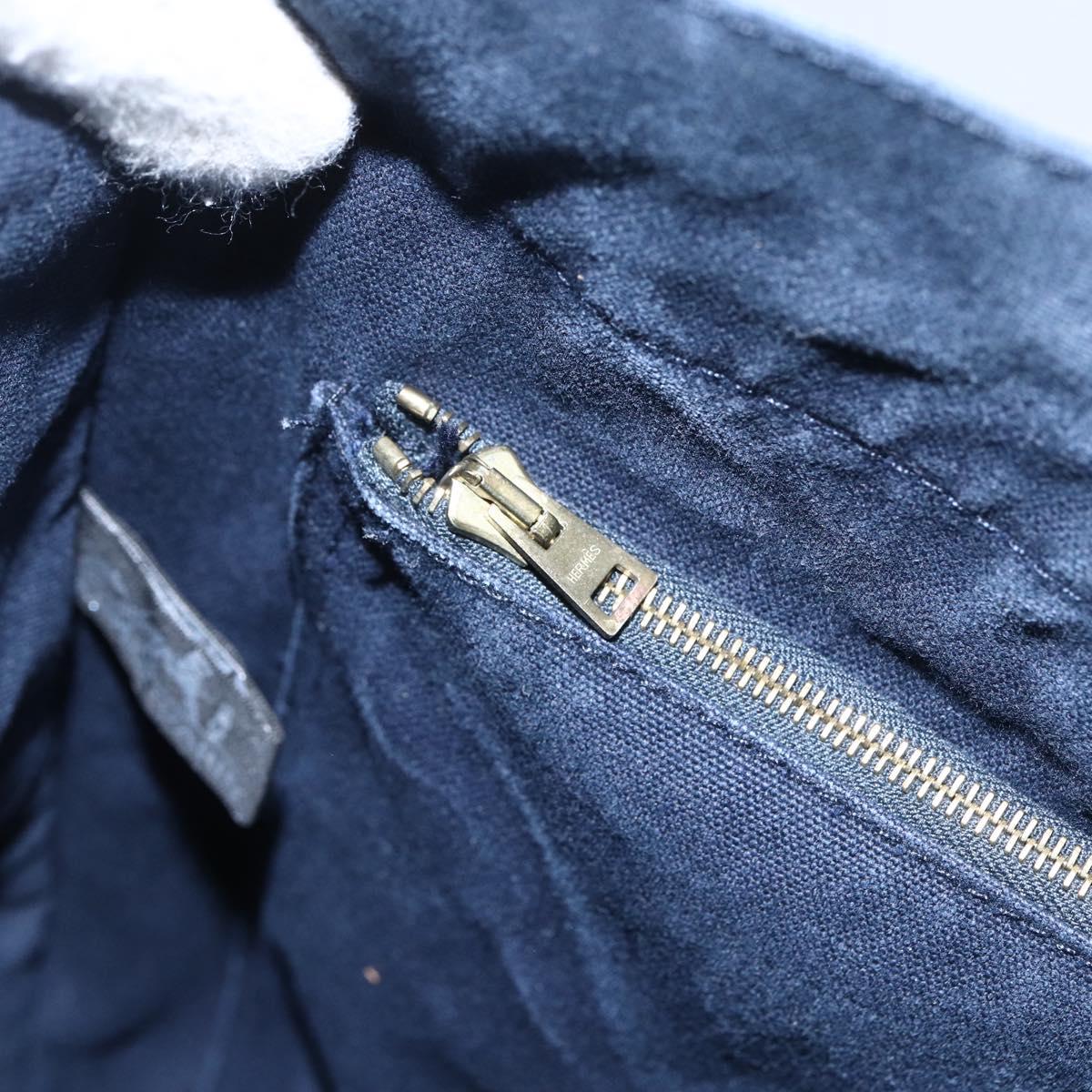 HERMES Fourre Tout MM Hand Bag Canvas Navy Auth 172631