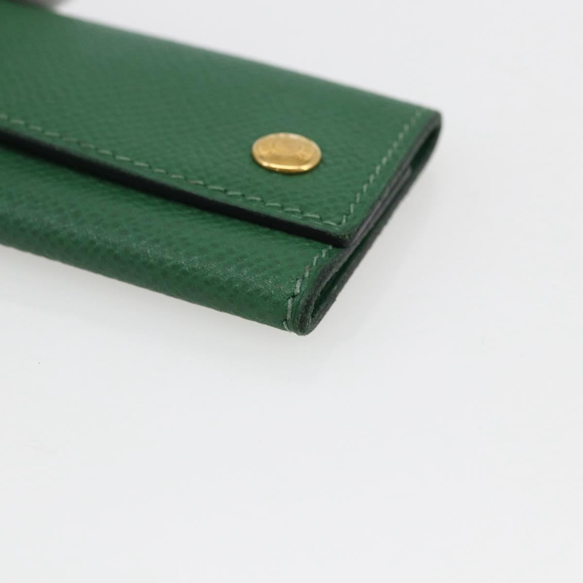 HERMES Etui Cle 4 Key Case Leather Green Gold Auth 172633