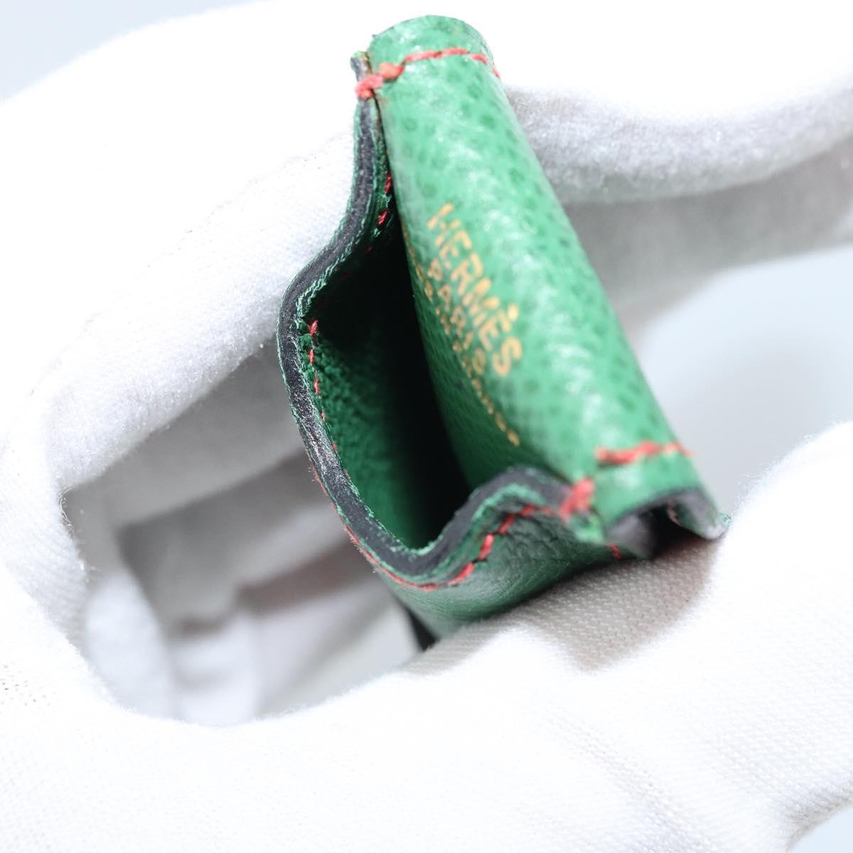 HERMES Pen Case Leather Green Auth 172634