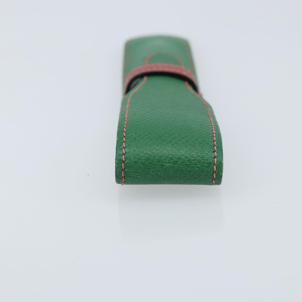 HERMES Pen Case Leather Green Auth 172634