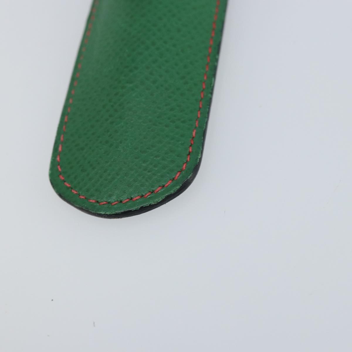 HERMES Pen Case Leather Green Auth 172634