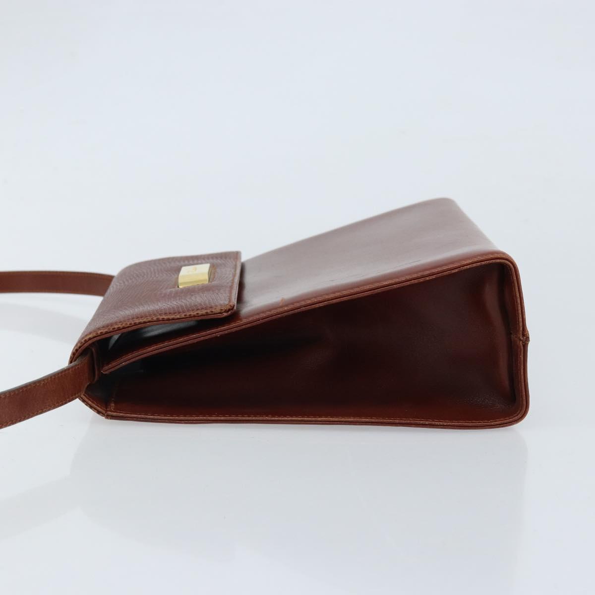 Salvatore Ferragamo Gancini Shoulder Bag Leather Brown Gold Auth 172650