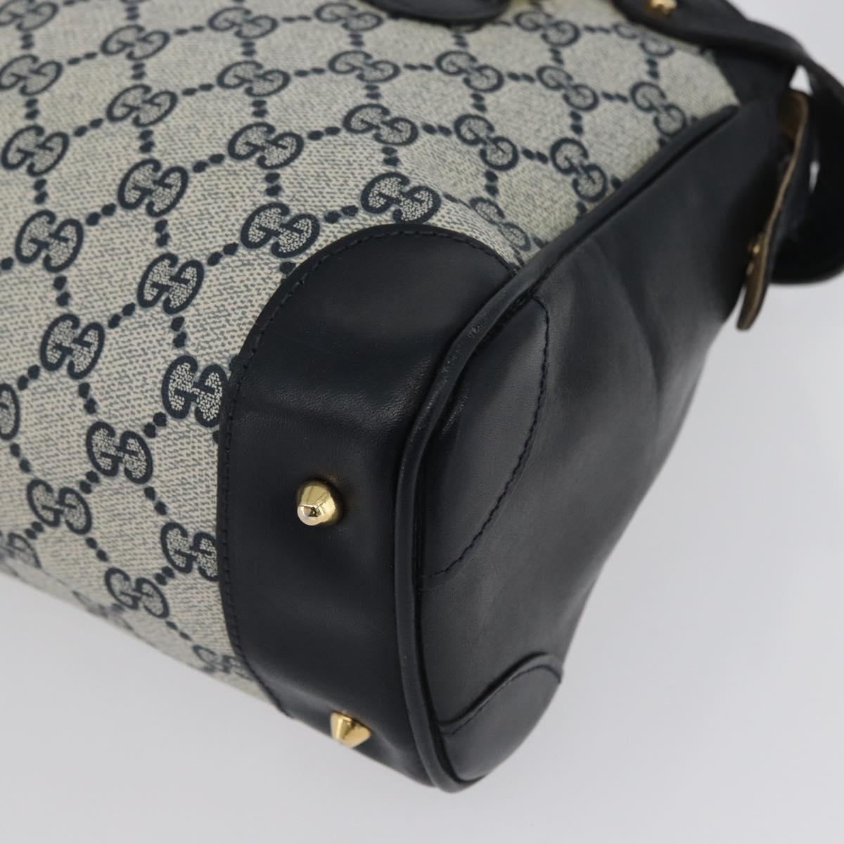 GUCCI GG Supreme Hand Bag PVC Navy Gold Auth 172663
