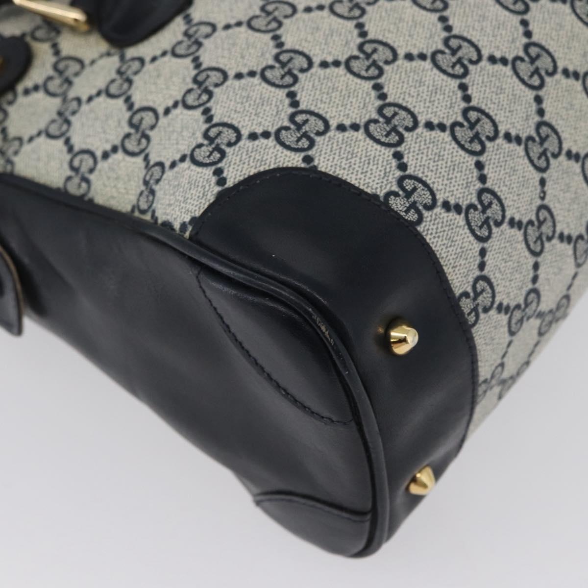 GUCCI GG Supreme Hand Bag PVC Navy Gold Auth 172663