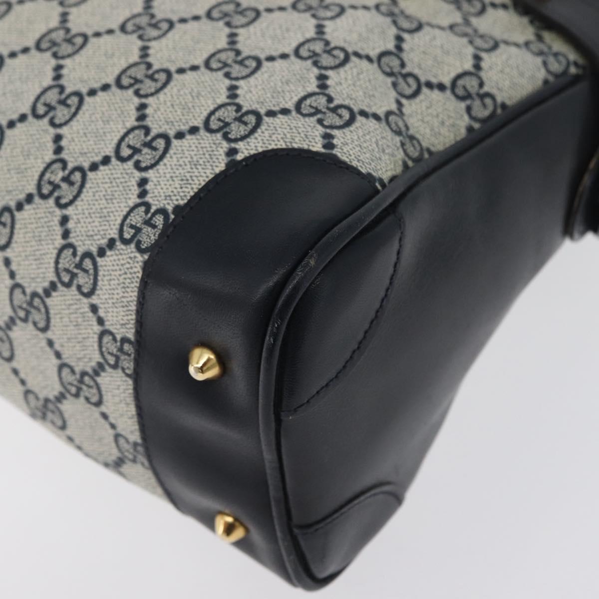 GUCCI GG Supreme Hand Bag PVC Navy Gold Auth 172663