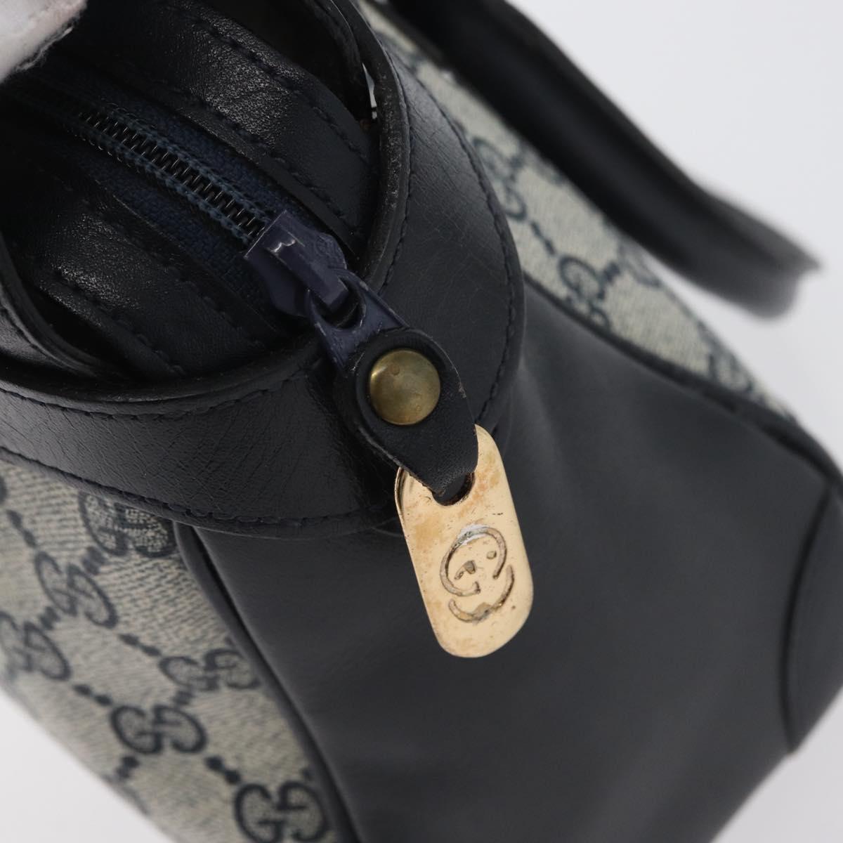 GUCCI GG Supreme Hand Bag PVC Navy Gold Auth 172663