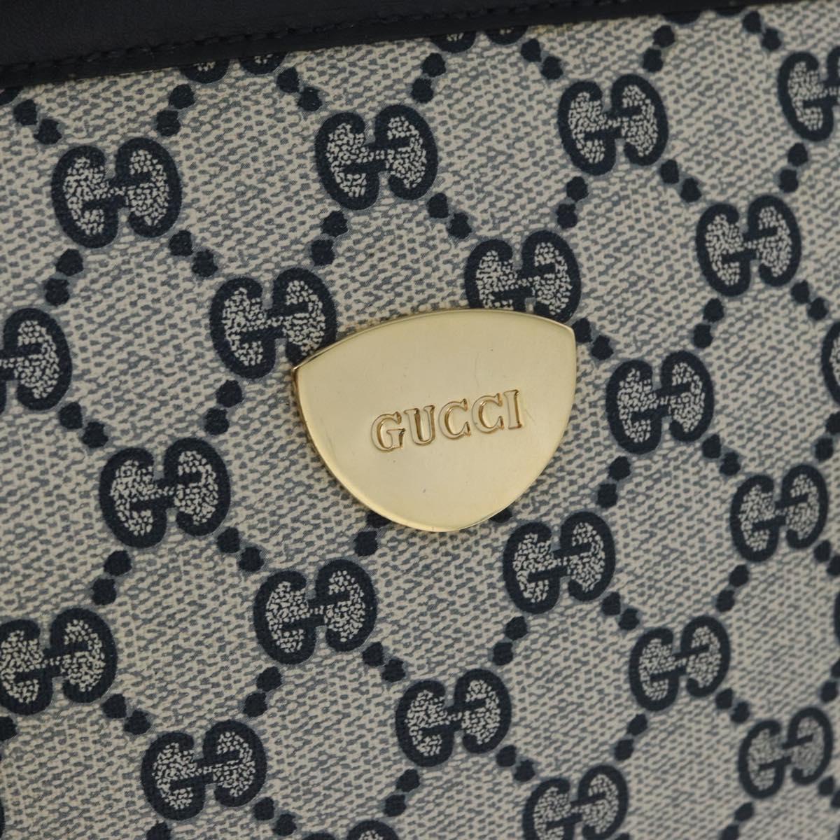 GUCCI GG Supreme Hand Bag PVC Navy Gold Auth 172663
